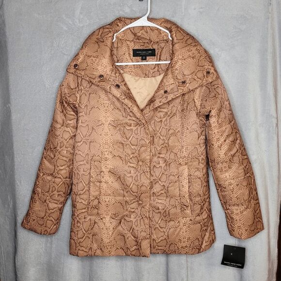 NEW Marc New York Andrew Marc caramel Python Print puffer jacket XS coat - Picture 1 of 8
